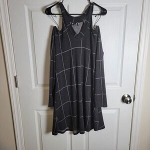 BAR By Melis Kozan Dress-Grid Print Charcoal-Women's‎ SM